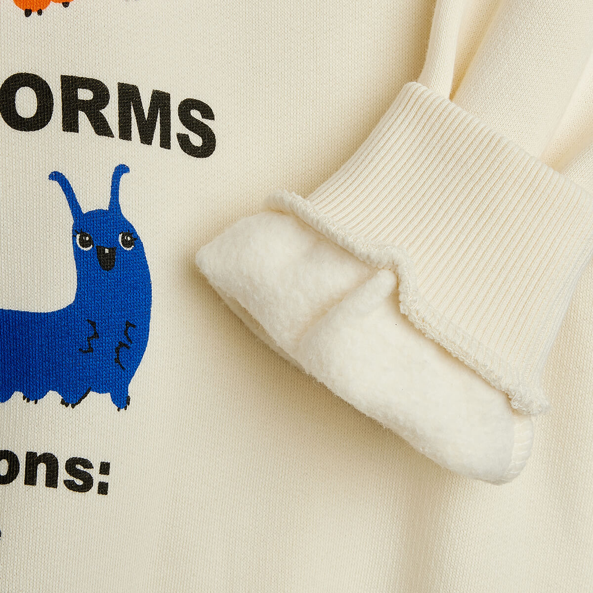 Sweat-shirt décontracté en coton biologique imprimé de vers de velours avec bordure côtelée pour enfants