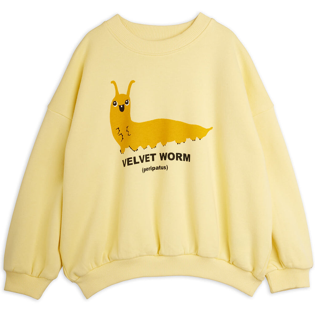 Sweat-shirt décontracté en coton biologique à imprimé graphique jaune et épaules tombantes pour enfant