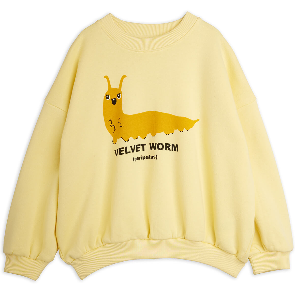 Sweat-shirt décontracté en coton biologique à imprimé graphique jaune et épaules tombantes pour enfant
