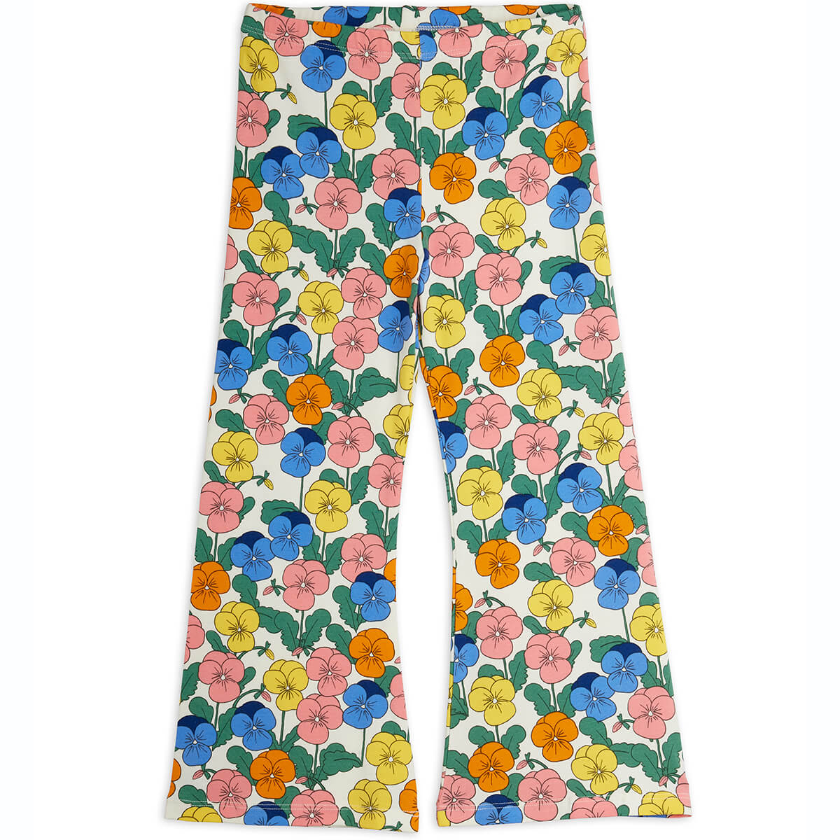 Pantalon évasé en coton biologique à imprimé floral multicolore ludique avec taille élastique pour enfants
