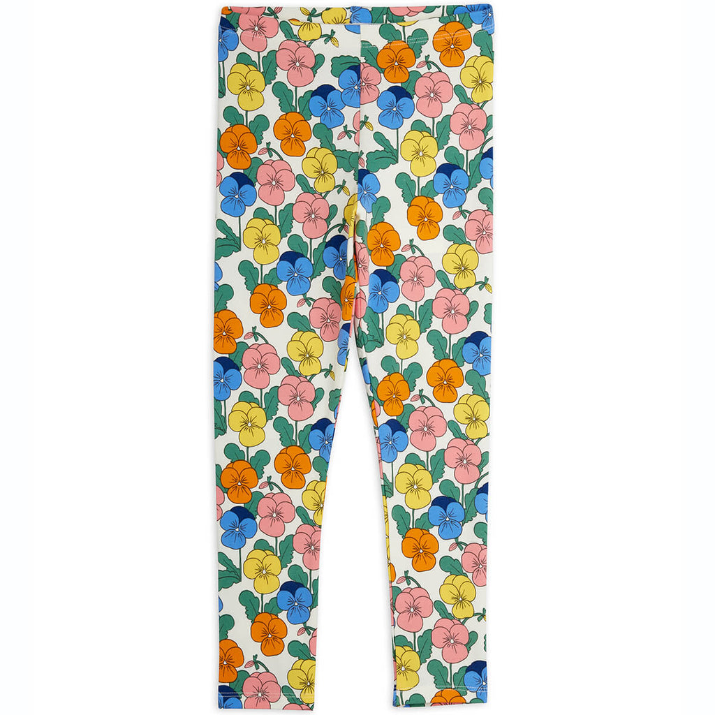 Legging en coton biologique à imprimé floral multicolore intégral et ceinture élastiquée pour enfants