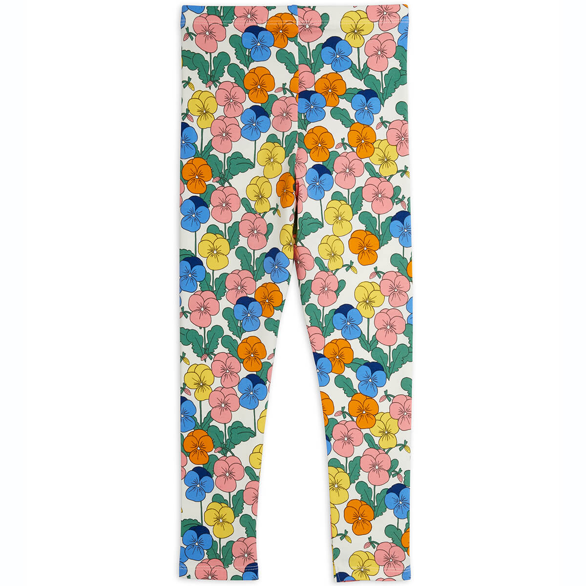 Legging en coton biologique à imprimé floral multicolore intégral et ceinture élastiquée pour enfants