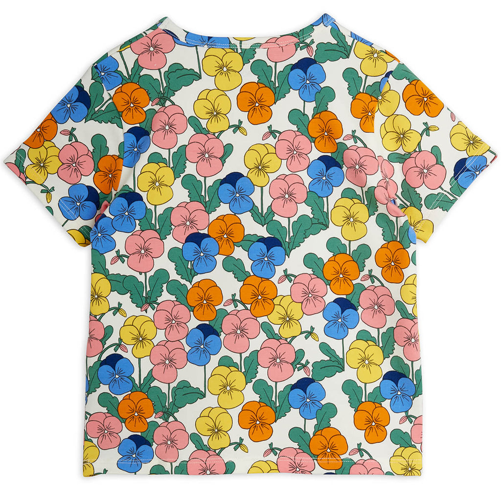 T-shirt Extensible en Coton Biologique pour Enfants à Imprimé Fleuri Multicolore Ludique sur l'Ensemble