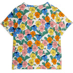 T-shirt Extensible en Coton Biologique pour Enfants à Imprimé Fleuri Multicolore Ludique sur l'Ensemble