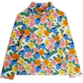 Haut à col roulé pour enfants en coton biologique extensible, motif floral multicolore fantaisie sur l'ensemble