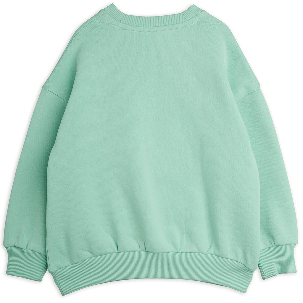 Sweat-shirt décontracté en coton biologique avec imprimé ver de velours vert et bords-côtes pour enfants