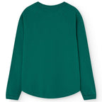 T-shirt à manches longues en coton biologique vert foncé forêt décontracté avec ourlet incurvé pour enfants