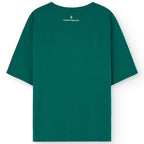 T-shirt surdimensionné en coton biologique avec imprimé fusée vert foncé ludique pour enfants expressifs