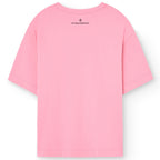 T-shirt oversize en coton biologique à imprimé pingouin rose ludique pour enfants expressifs