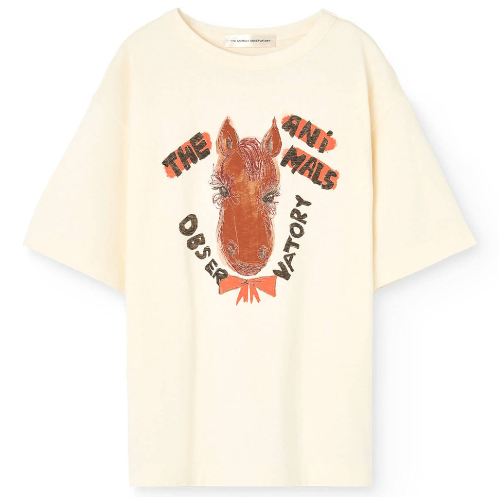 T-shirt Oversize en Coton Cheval Blanc Brillant et Ludique pour Enfants Expressifs
