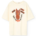 T-shirt Oversize en Coton Cheval Blanc Brillant et Ludique pour Enfants Expressifs