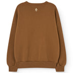 Sweat-shirt en coton marron classique à imprimé graphique avec ourlet et encolure côtelés pour enfants