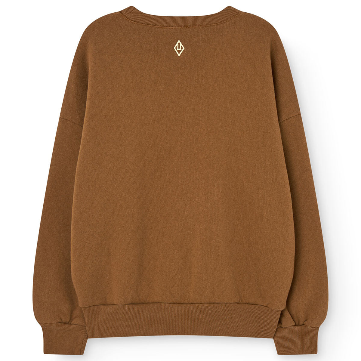 Sweat-shirt en coton marron classique à imprimé graphique avec ourlet et encolure côtelés pour enfants