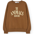 Sweat-shirt en coton marron classique à imprimé graphique avec ourlet et encolure côtelés pour enfants