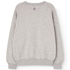 Sweat-shirt en coton gris chiné classique avec imprimé graphique, ourlet et encolure côtelés pour enfants