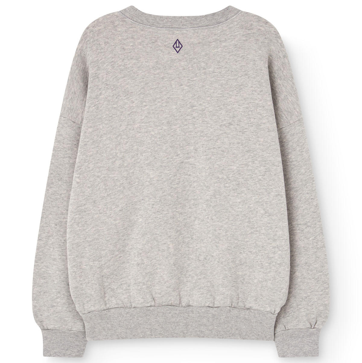 Sweat-shirt en coton gris chiné classique avec imprimé graphique, ourlet et encolure côtelés pour enfants