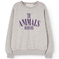 Sweat-shirt en coton gris chiné classique avec imprimé graphique, ourlet et encolure côtelés pour enfants