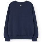 Sweat-shirt en coton imprimé bleu marine classique avec ourlet et encolure côtelés pour enfants