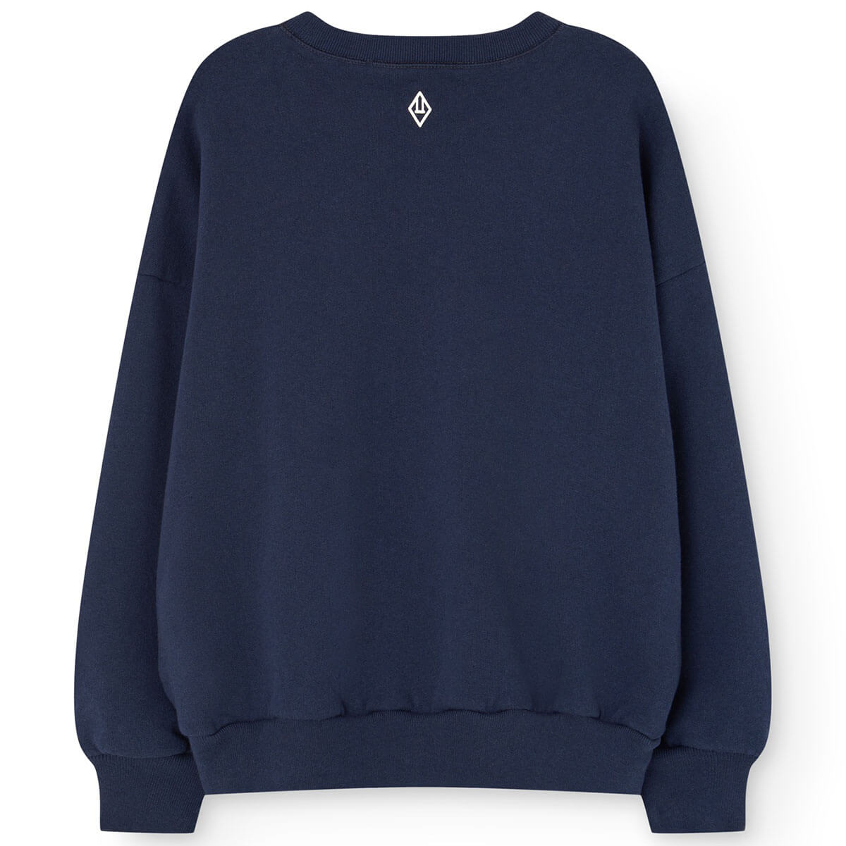 Sweat-shirt en coton imprimé bleu marine classique avec ourlet et encolure côtelés pour enfants