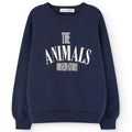 Sweat-shirt en coton imprimé bleu marine classique avec ourlet et encolure côtelés pour enfants