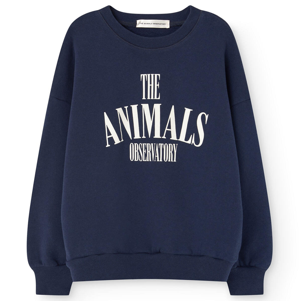 Sweat-shirt en coton imprimé bleu marine classique avec ourlet et encolure côtelés pour enfants
