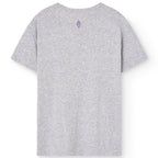 T-shirt Enfant en Coton Biologique Gris Chiné Minimaliste avec Logo Audacieux et Épaules Tombantes pour Usage Quotidien