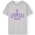 T-shirt Enfant en Coton Biologique Gris Chiné Minimaliste avec Logo Audacieux et Épaules Tombantes pour Usage Quotidien