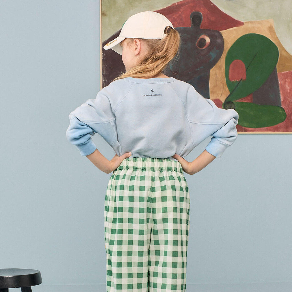 Sweat-shirt en coton bleu clair décontracté à imprimé fusée avec coupe décontractée pour enfants aventureux