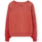 Sweatshirt en coton délavé rouge à imprimé cheval avec coupe décontractée pour enfants aventureux