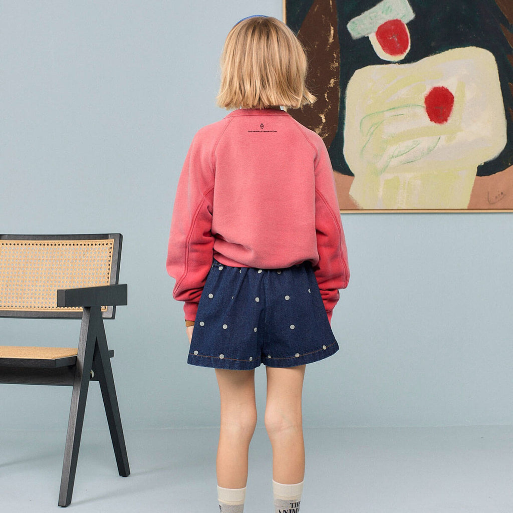 Sweatshirt en coton délavé rouge à imprimé cheval avec coupe décontractée pour enfants aventureux