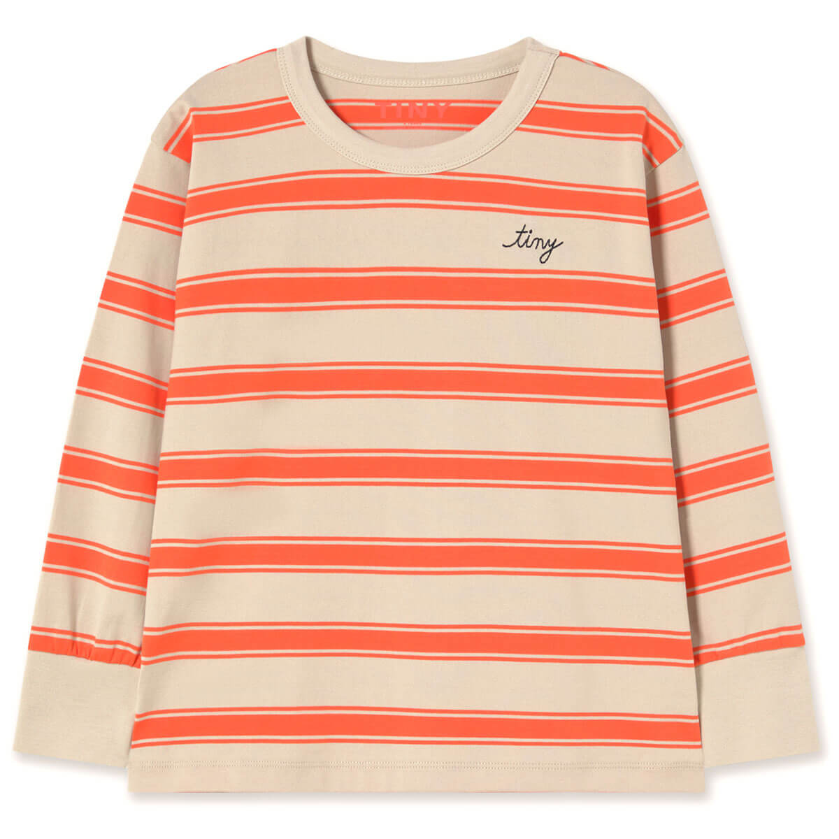 T-shirt rétro à manches longues en coton biologique à rayures rouges avec poignets côtelés et coupe décontractée pour enfants