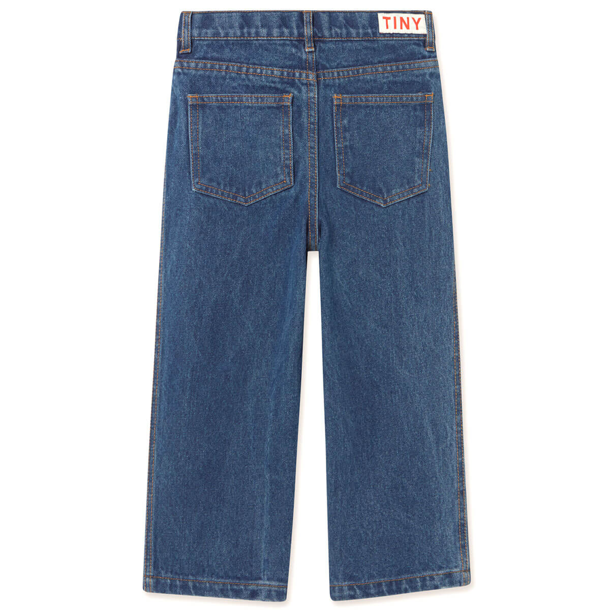 Jean en denim de coton, imprimé pomme, coupe droite, décontracté, taille moyenne, avec taille ajustable pour enfants