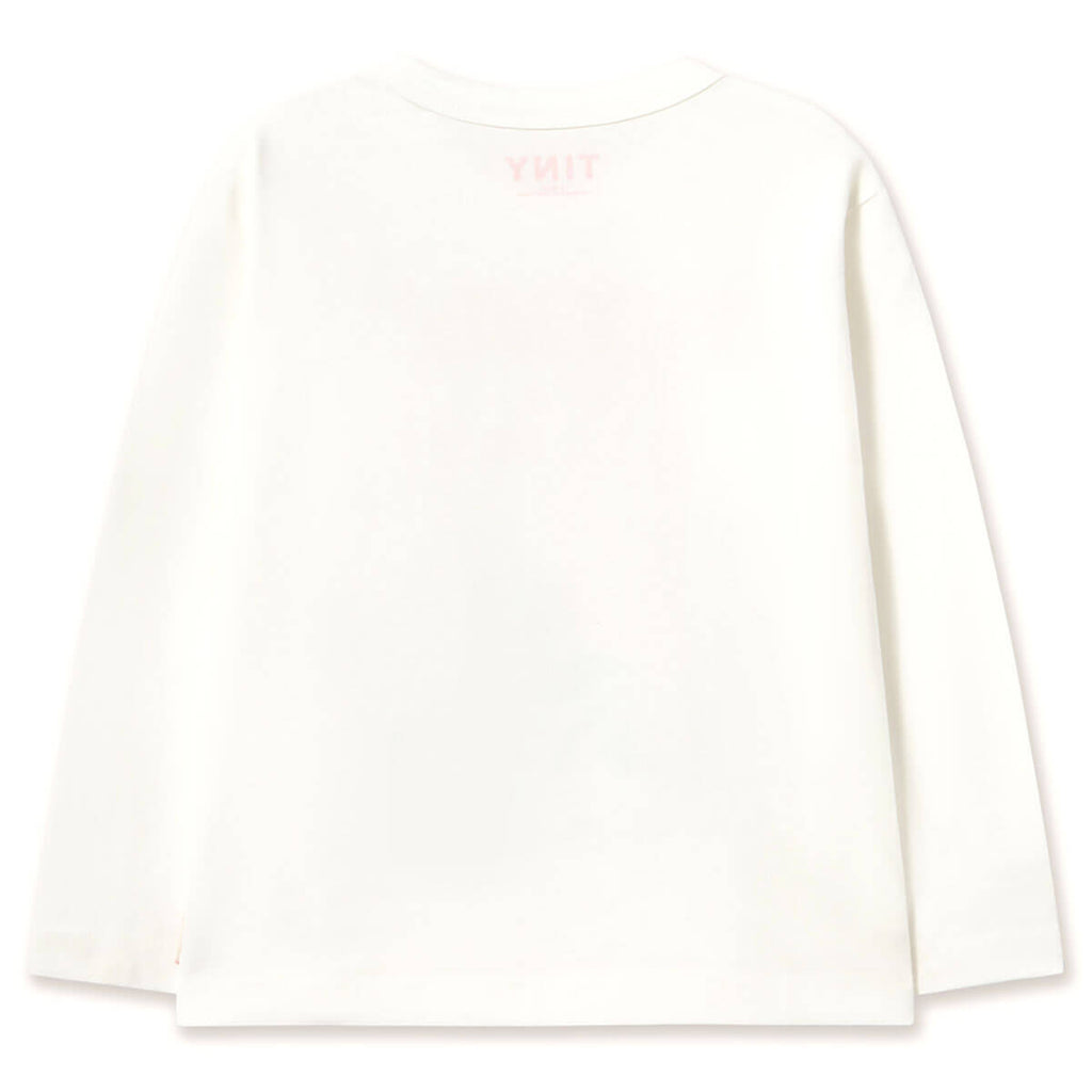T-shirt à manches longues en coton biologique à imprimé ludique tulipe et marguerite Off-White, coupe décontractée pour enfants