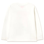 T-shirt à manches longues en coton biologique à imprimé ludique tulipe et marguerite Off-White, coupe décontractée pour enfants